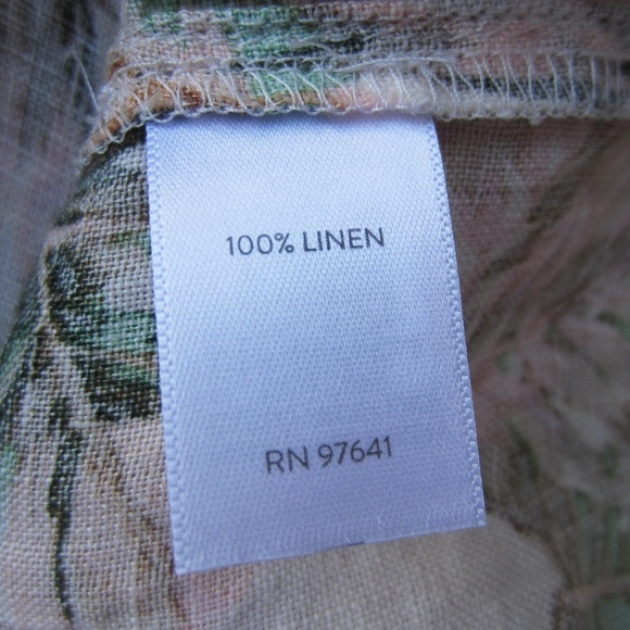 J.Jill Love Linen Top Womens PM 100% linen‎ Tropical Floral Bell Sleeve V-Neck - Picture 6 of 14